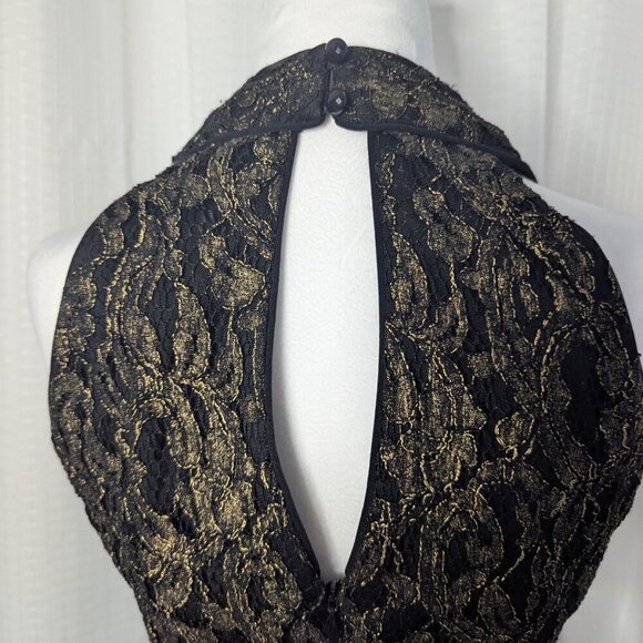 Cache Black & Gold Halter Dress, Size 6, Lace design - Picture 5 of 6